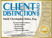 Client Distinction Award | Mark Christopher Roles, Esquire | 2015